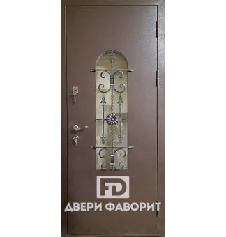 стальная дверь для коттеджа, порошковый окрас, ковка, стеклопакет