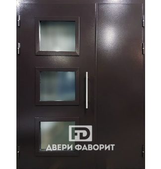металлическая двустворчатая дверь с тамбур, с антивандальным покрытием